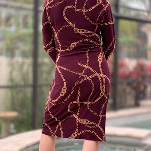 Ralph Lauren-Maroon Chain print Dress